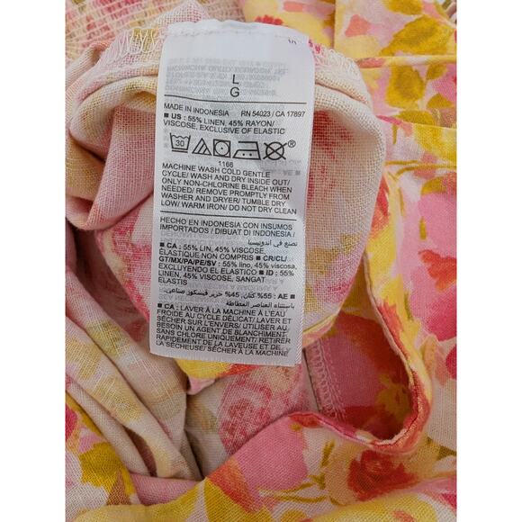 Old Navy Fit & Flare Tie Shoulder Linen Blend Floral Watercolor Dress Size L new - Picture 7 of 10